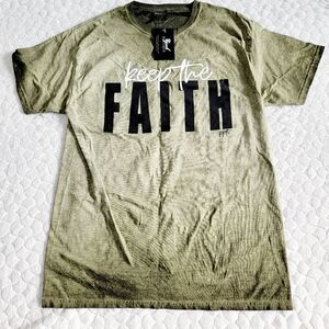 New Keep the Faith boutique tee shirt top grunge ombre edgy medium